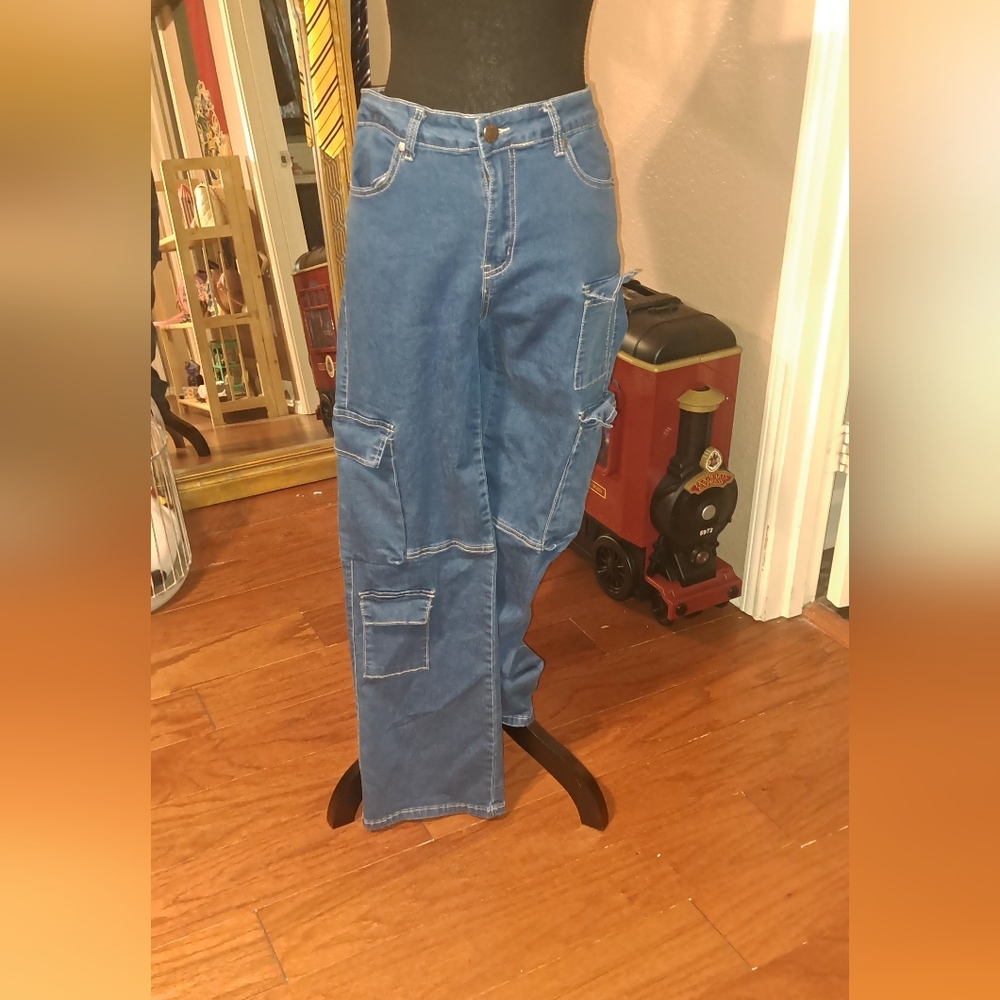 Women's Blue Cargo Pants